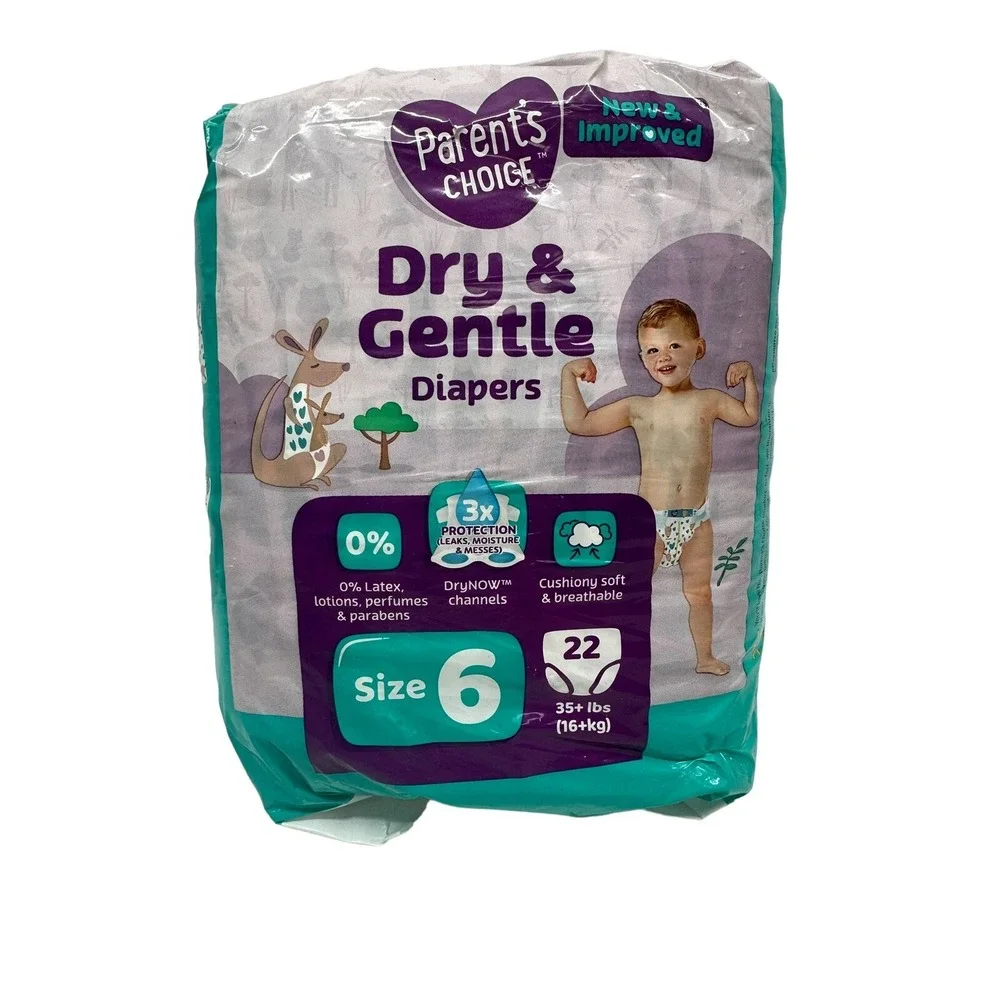 Parent's Choice Diapers Dry & Gentle Size 6 Wiggle Proof Leak Proof 22‎ Count